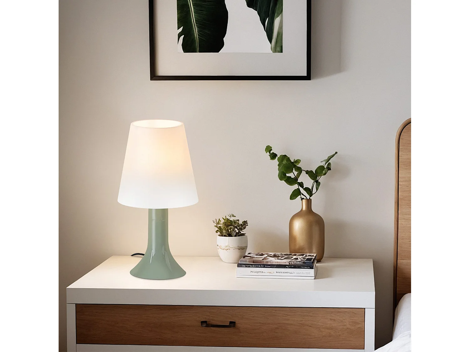 NETTLIFE Lampka nocna do salonu Lampa stołowa z kablem - Zestaw 2 małych zielonych lamp E14 Nowoczesne lampy stołowe