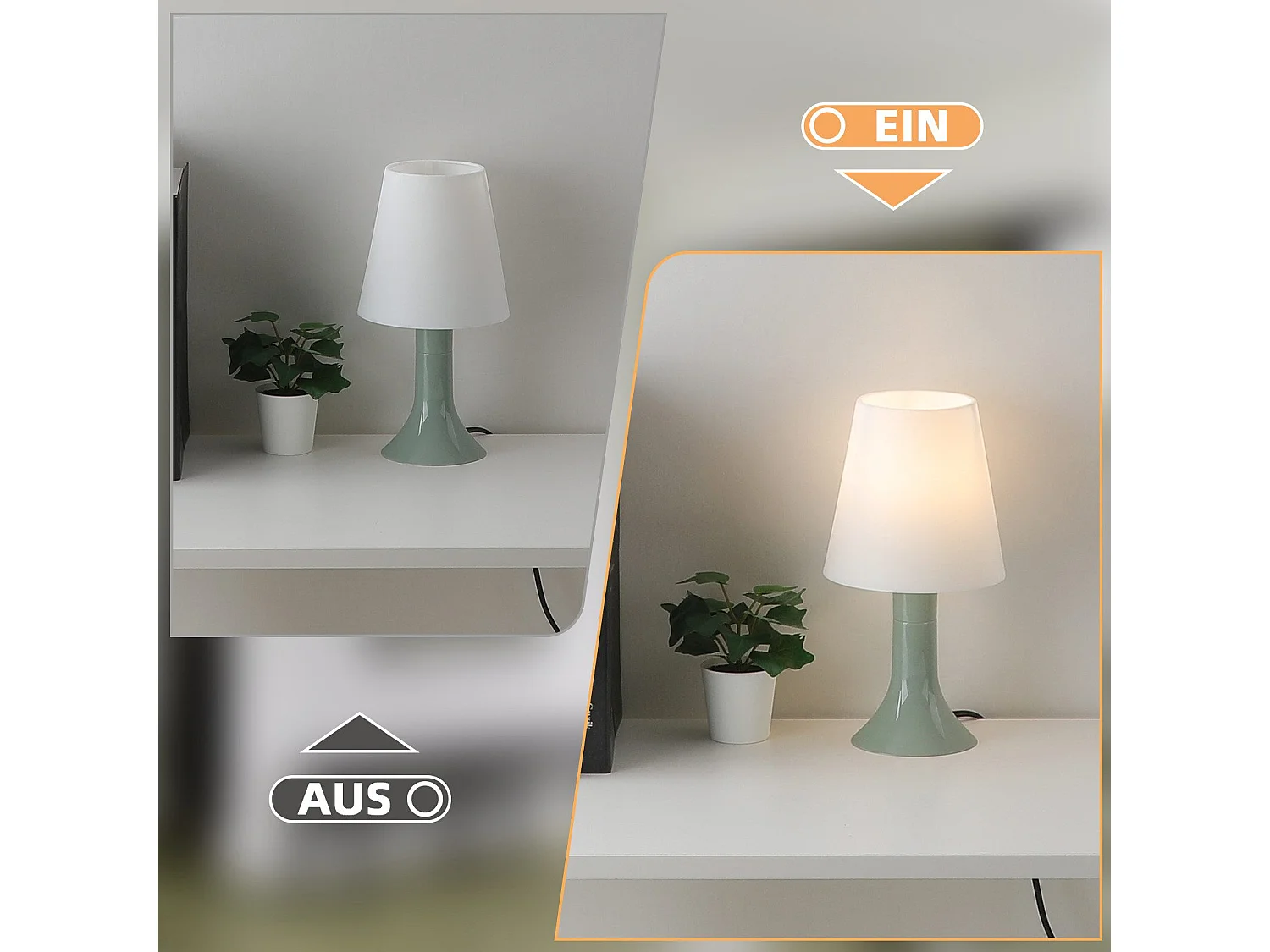 NETTLIFE Lampe de chevet lampe de table de salon avec câble - lampe de table lot de 2 petites lampes vertes E14 lampes de table modernes