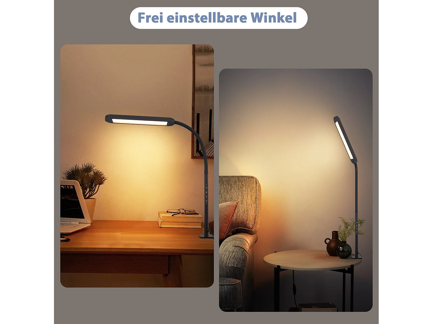 NETTLIFE Lámpara de escritorio LED regulable con abrazadera, color negro, 5 colores y 5 niveles de brillo, 11 W, protección ocular flexible.