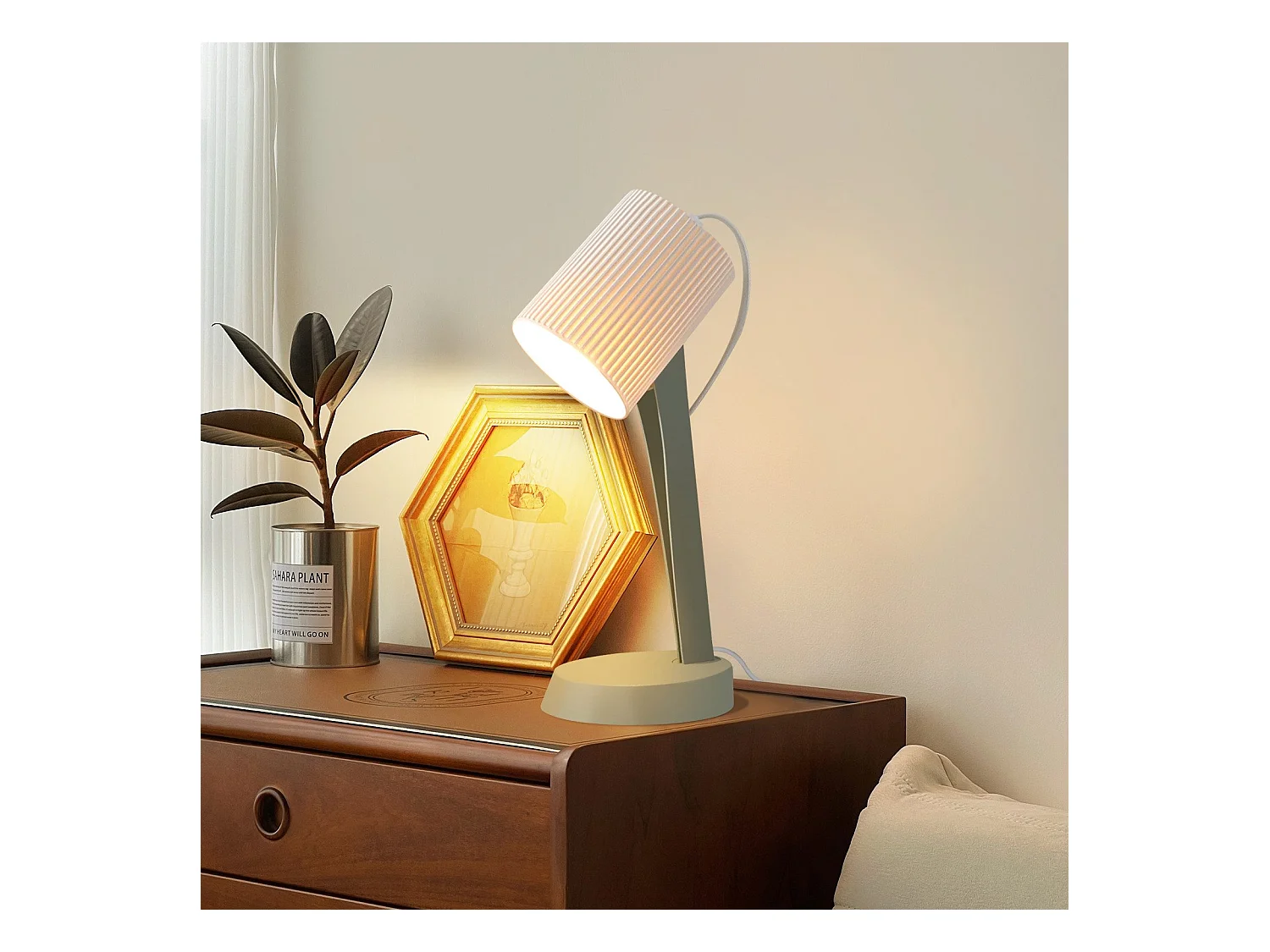 NETTLIFE Lámpara de noche lámpara de mesa de salón con cable juego de 2 lámparas pequeñas 37,4 cm verde E14 lámparas de mesa modernas