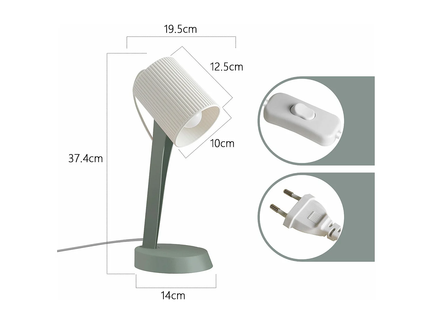 NETTLIFE Bedlamp Woonkamer Tafellamp met Kabel Set van 2 Kleine Lampen 37,4 cm Groen E14 Moderne Tafellampen