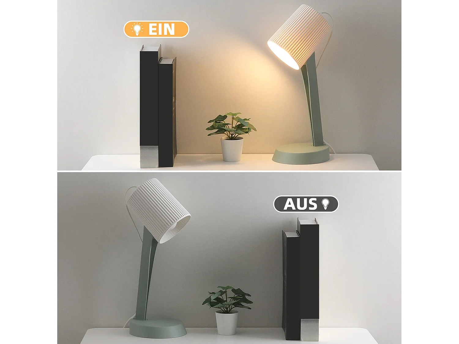 NETTLIFE Bedlamp Woonkamer Tafellamp met Kabel Set van 2 Kleine Lampen 37,4 cm Groen E14 Moderne Tafellampen