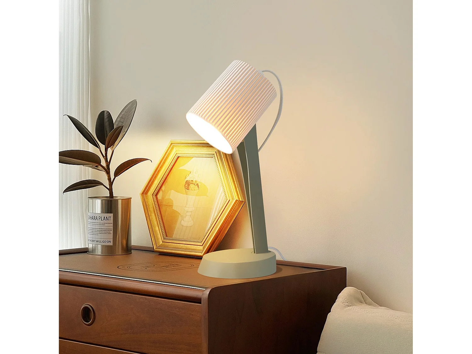 NETTLIFE Bedlamp Woonkamer Tafellamp met Kabel Set van 2 Kleine Lampen 37,4 cm Groen E14 Moderne Tafellampen