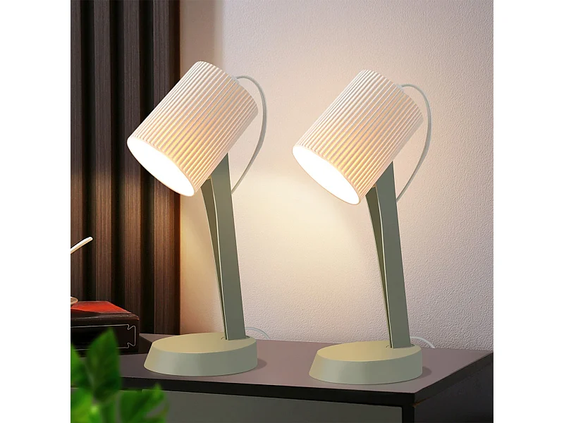 NETTLIFE Bedlamp Woonkamer Tafellamp met Kabel Set van 2 Kleine Lampen 37,4 cm Groen E14 Moderne Tafellampen