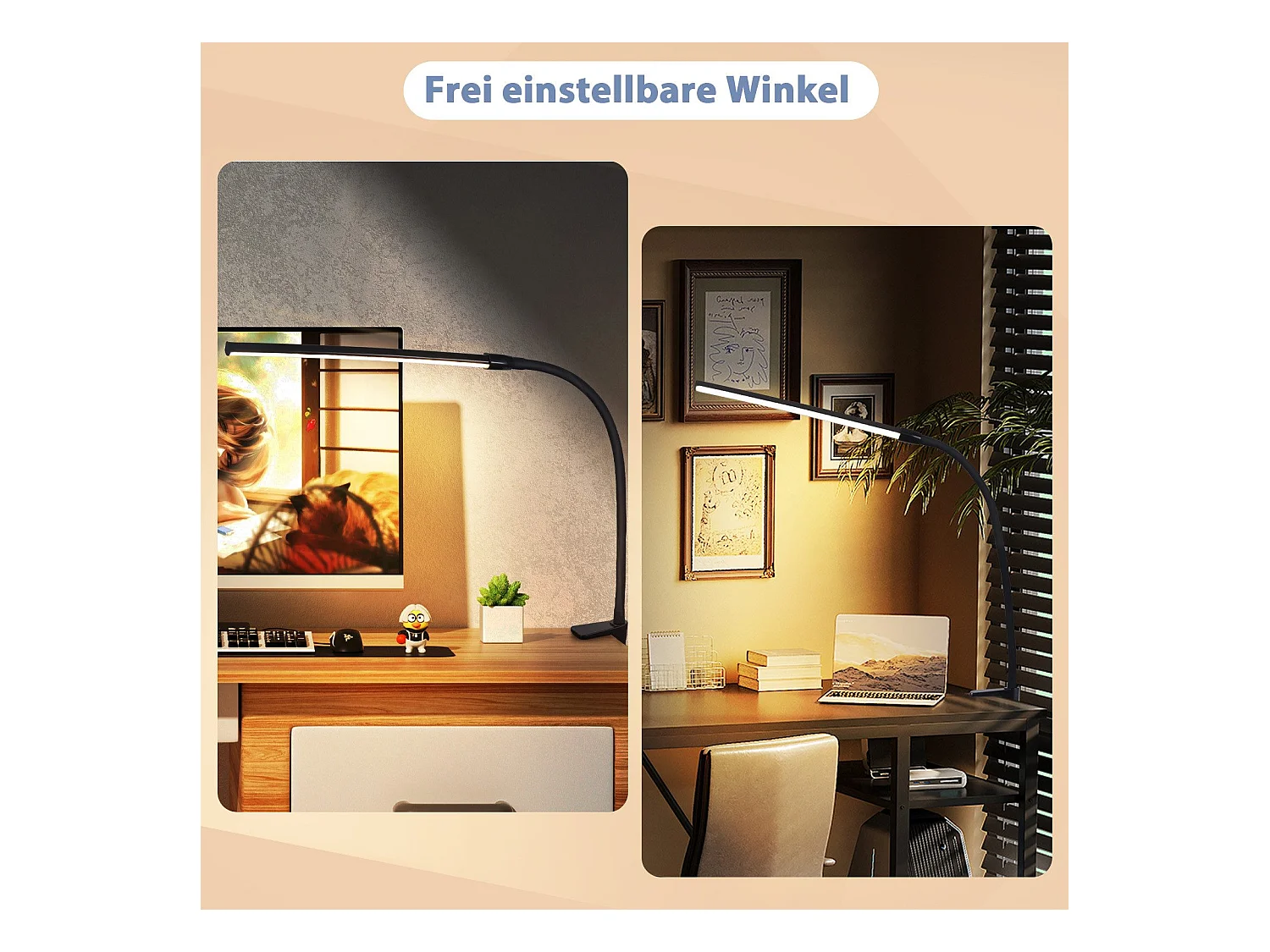 NETTLIFE LED bureaulamp zwart klem 3 kleuren 5 helderheidsniveaus USB 5W daglichtlamp flexibele oogbescherming