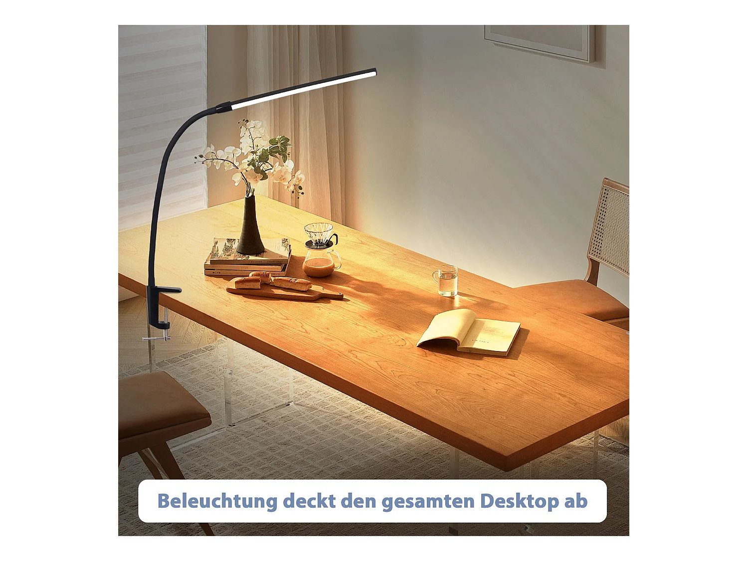 NETTLIFE LED bureaulamp zwart klem 3 kleuren 5 helderheidsniveaus USB 5W daglichtlamp flexibele oogbescherming