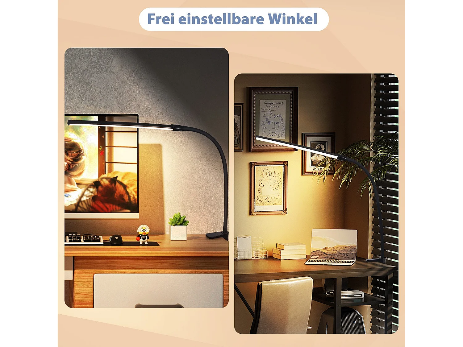 NETTLIFE LED bureaulamp zwart klem 3 kleuren 5 helderheidsniveaus USB 5W daglichtlamp flexibele oogbescherming