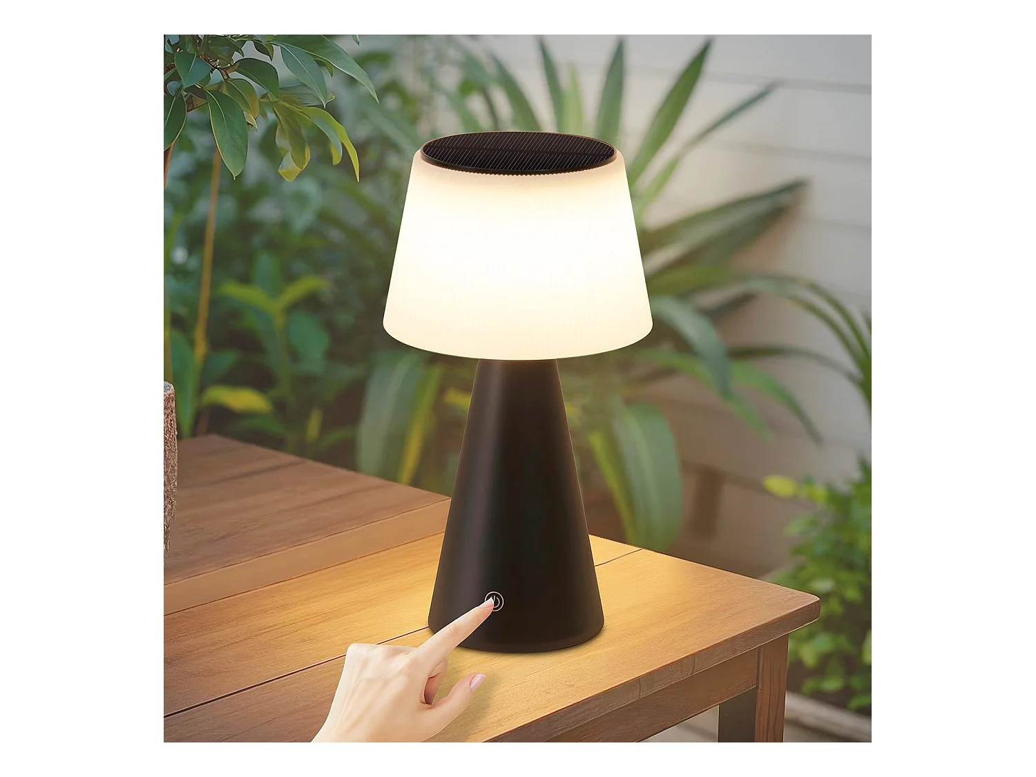 NETTLIFE Lampe de table solaire à batterie, lampe de chevet LED sans fil 3600mhA rechargeable tactile dimmable lampe noire avec batterie USB
