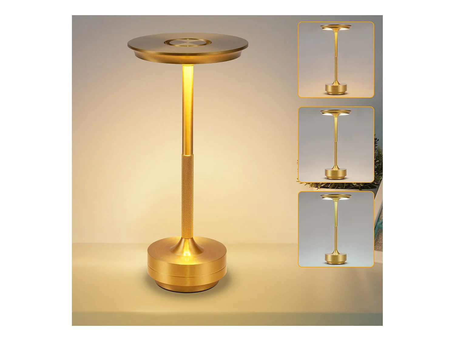 NETTLIFE Lámpara de noche, lámpara de mesa inalámbrica, batería - Lámpara de mesa LED táctil regulable con batería recargable por USB