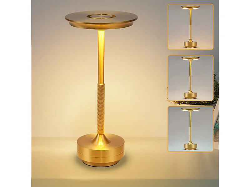 NETTLIFE Lampe de chevet sans fil à piles - Lampe de table LED tactile à intensité variable avec batterie rechargeable USB