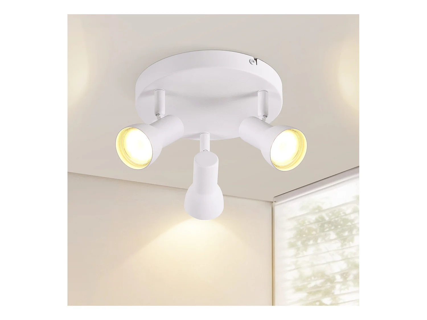 Spot de plafond NETTLIFE 3 flammes, rond, éclairage d'intérieur, blanc, métal, culot GU10