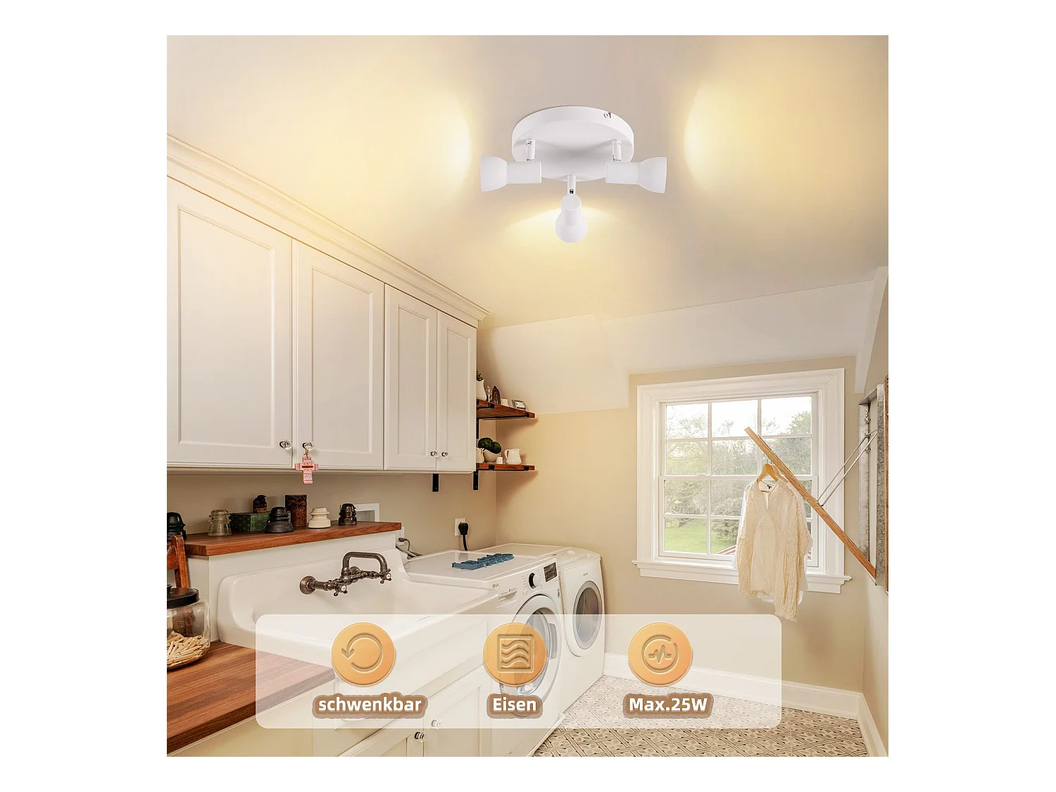 Spot de plafond NETTLIFE 3 flammes, rond, éclairage d'intérieur, blanc, métal, culot GU10