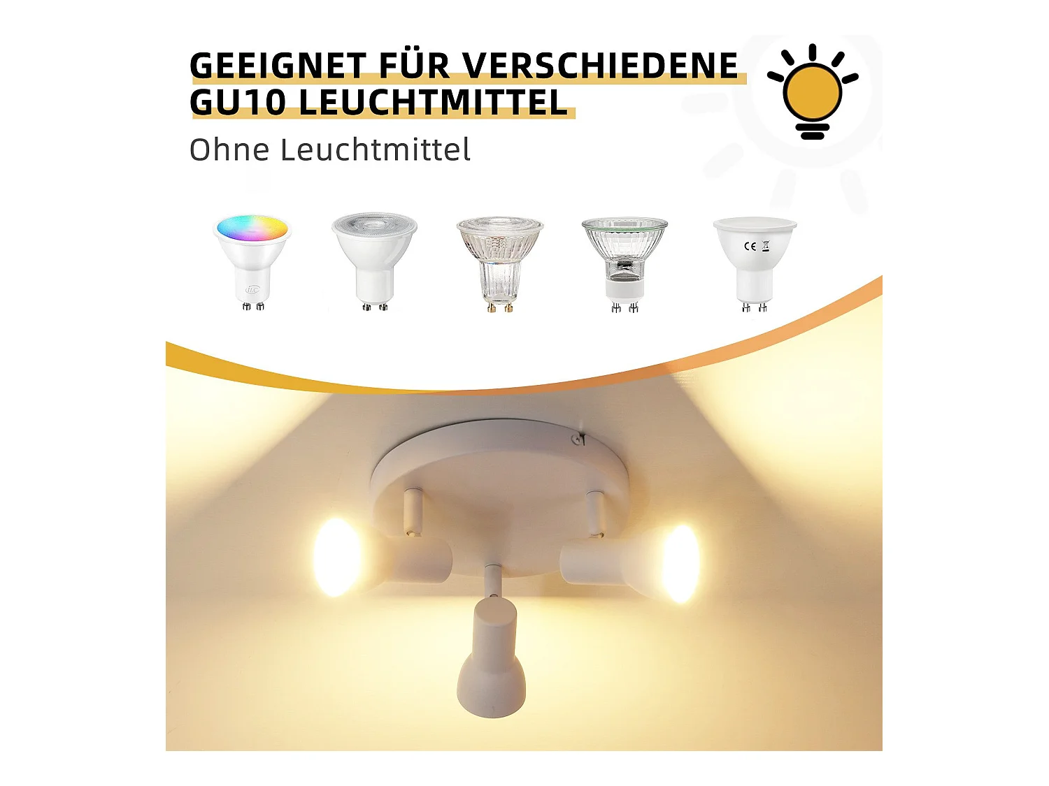 Spot de plafond NETTLIFE 3 flammes, rond, éclairage d'intérieur, blanc, métal, culot GU10