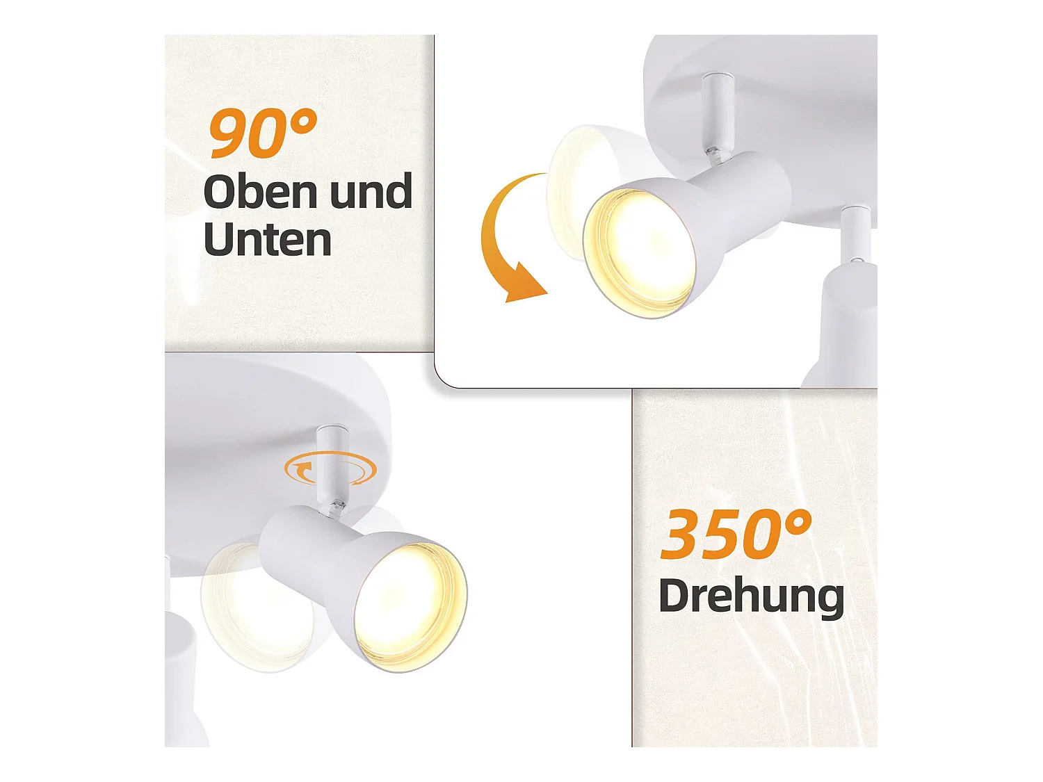 Spot de plafond NETTLIFE 3 flammes, rond, éclairage d'intérieur, blanc, métal, culot GU10