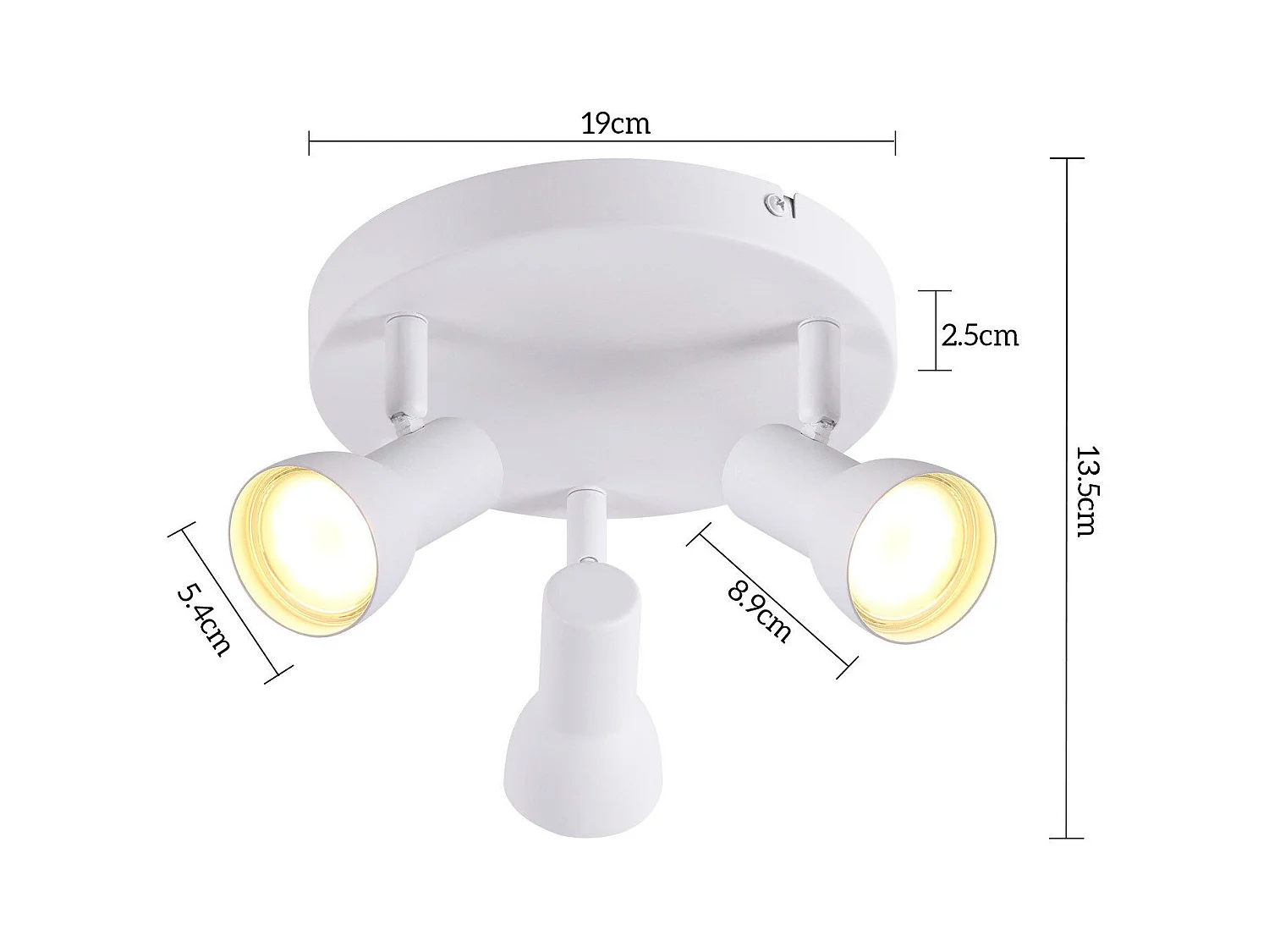 Spot de plafond NETTLIFE 3 flammes, rond, éclairage d'intérieur, blanc, métal, culot GU10