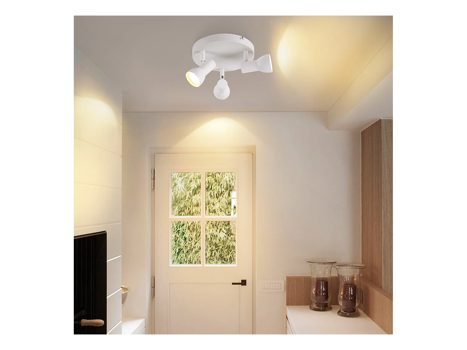 Spot de plafond NETTLIFE 3 flammes, rond, éclairage d'intérieur, blanc, métal, culot GU10