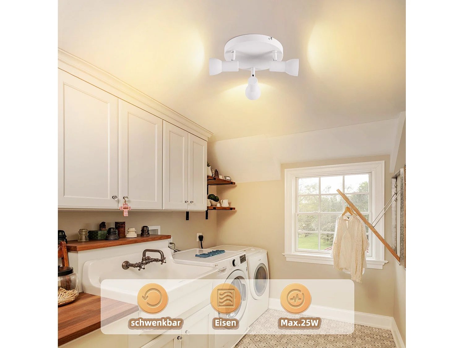 Spot de plafond NETTLIFE 3 flammes, rond, éclairage d'intérieur, blanc, métal, culot GU10