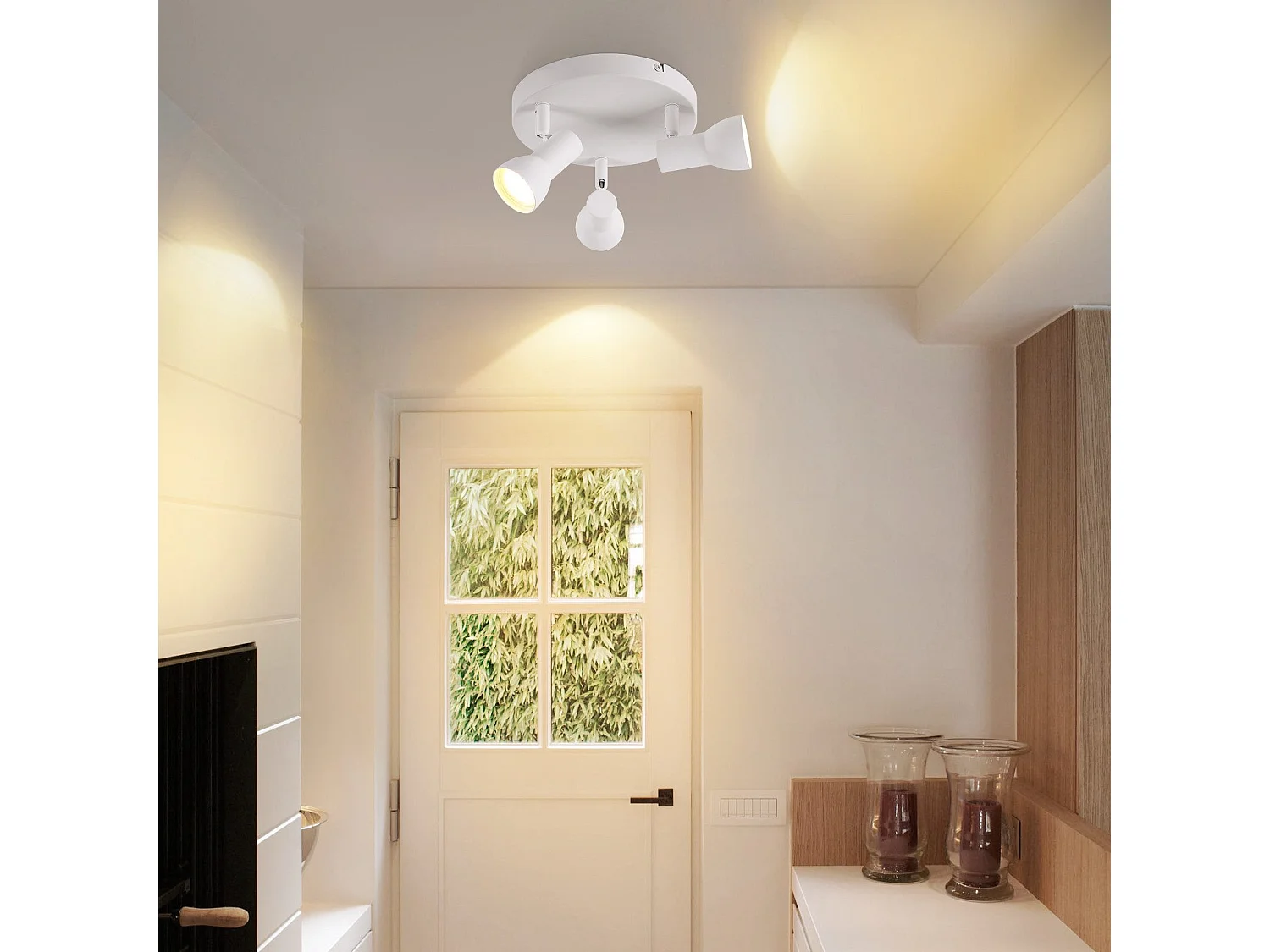 Spot de plafond NETTLIFE 3 flammes, rond, éclairage d'intérieur, blanc, métal, culot GU10