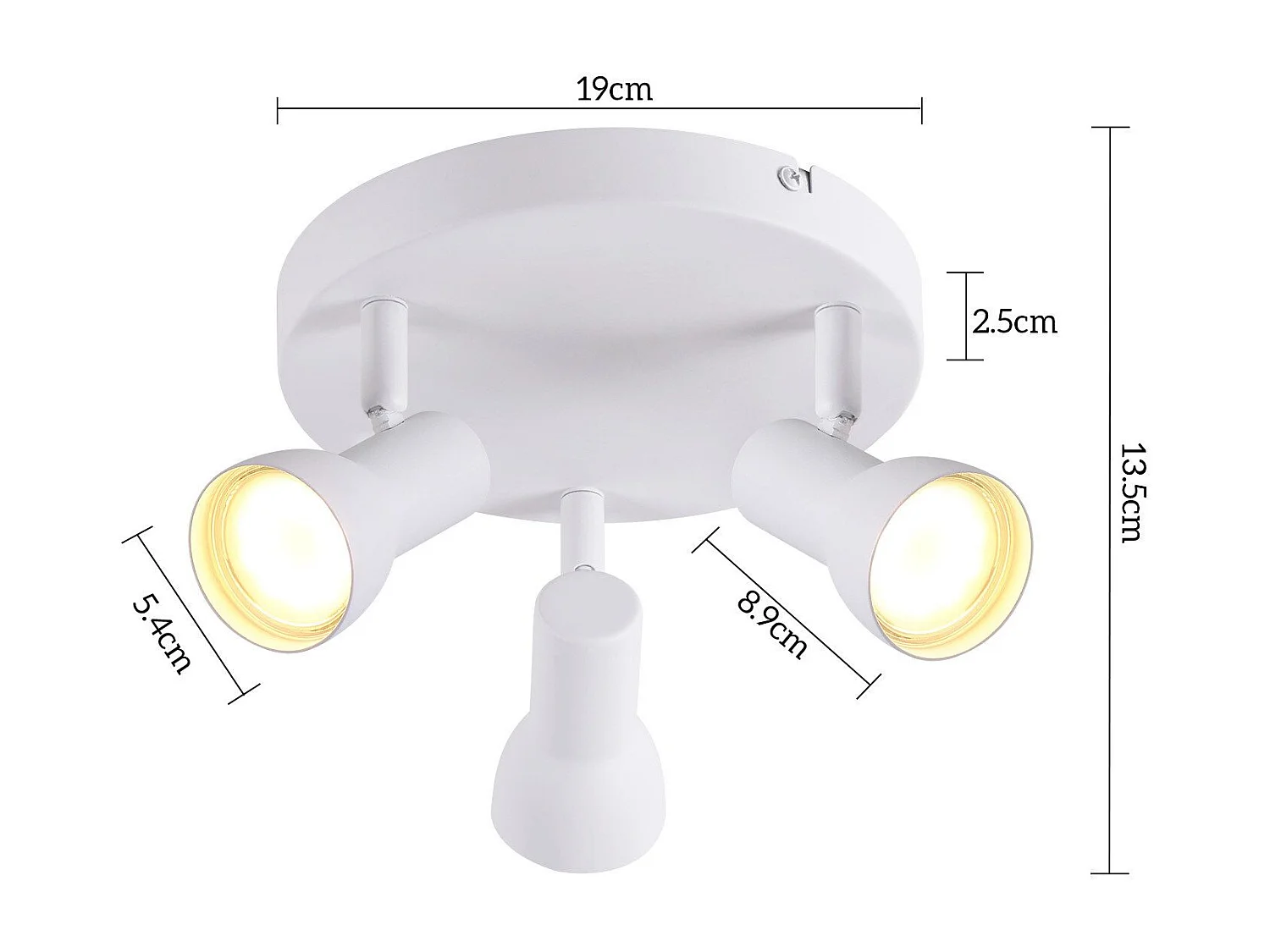 Spot de plafond NETTLIFE 3 flammes, rond, éclairage d'intérieur, blanc, métal, culot GU10