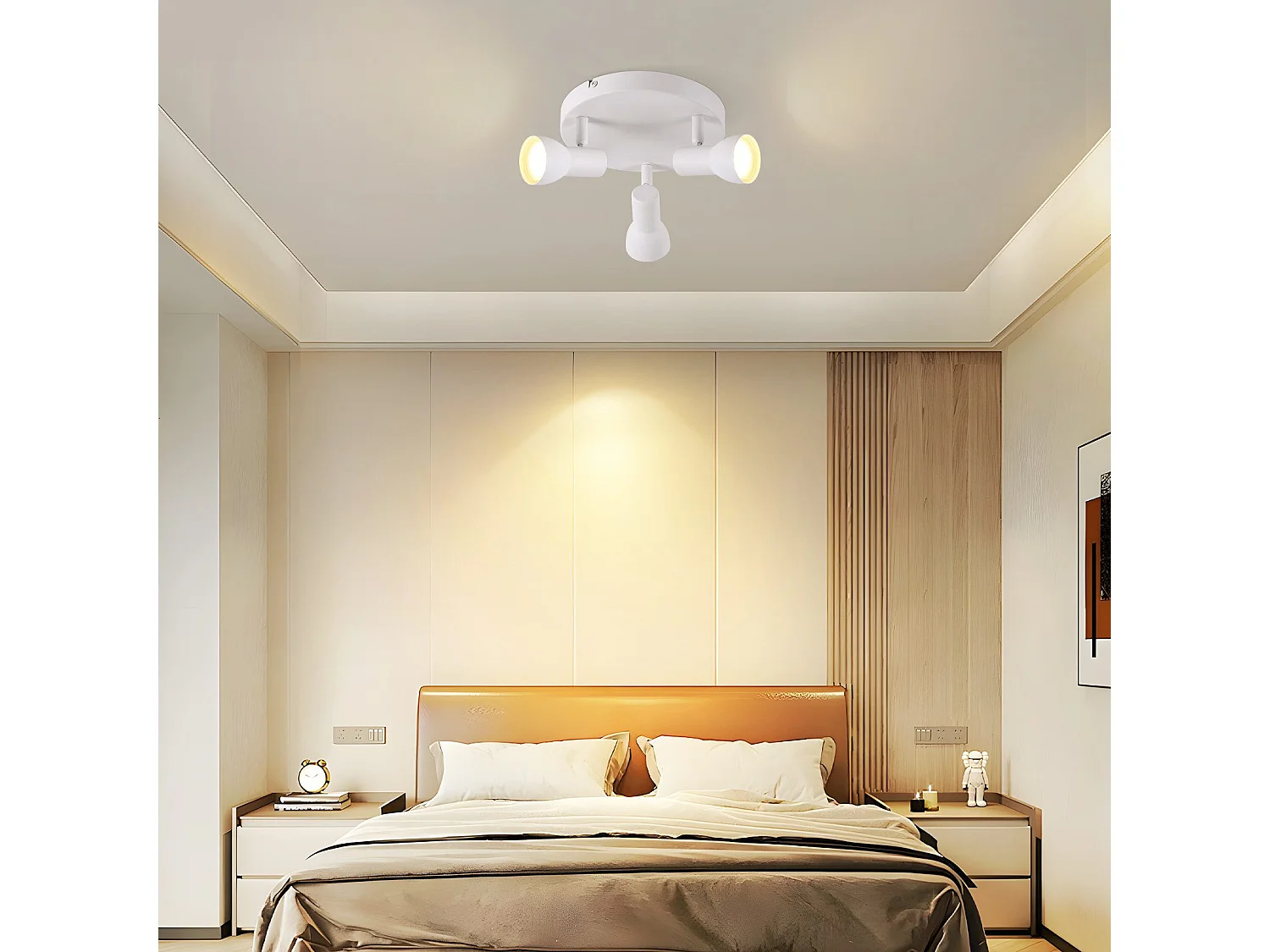 Spot de plafond NETTLIFE 3 flammes, rond, éclairage d'intérieur, blanc, métal, culot GU10