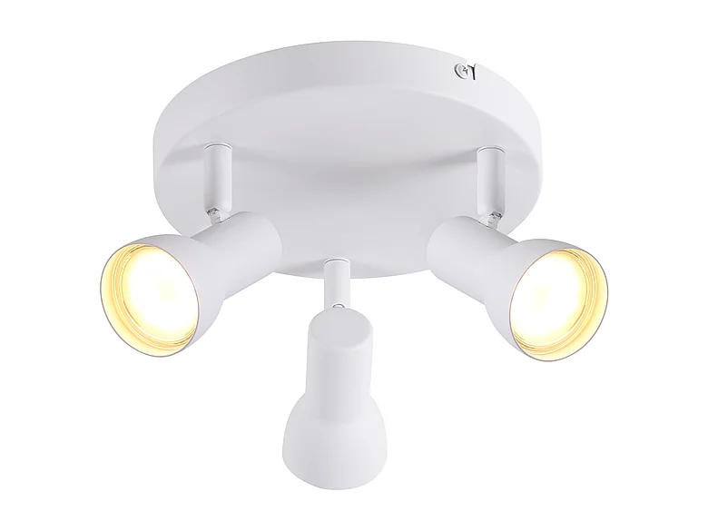 Spot de plafond NETTLIFE 3 flammes, rond, éclairage d'intérieur, blanc, métal, culot GU10