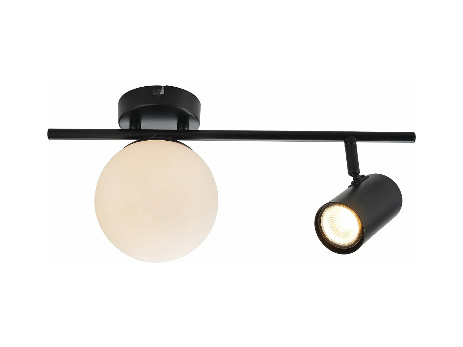 NETTLIFE Spot de plafond 2 flammes noir Plafonnier Moderne  avec GU10 Pivotant 40CM Métal Boule de verre E14