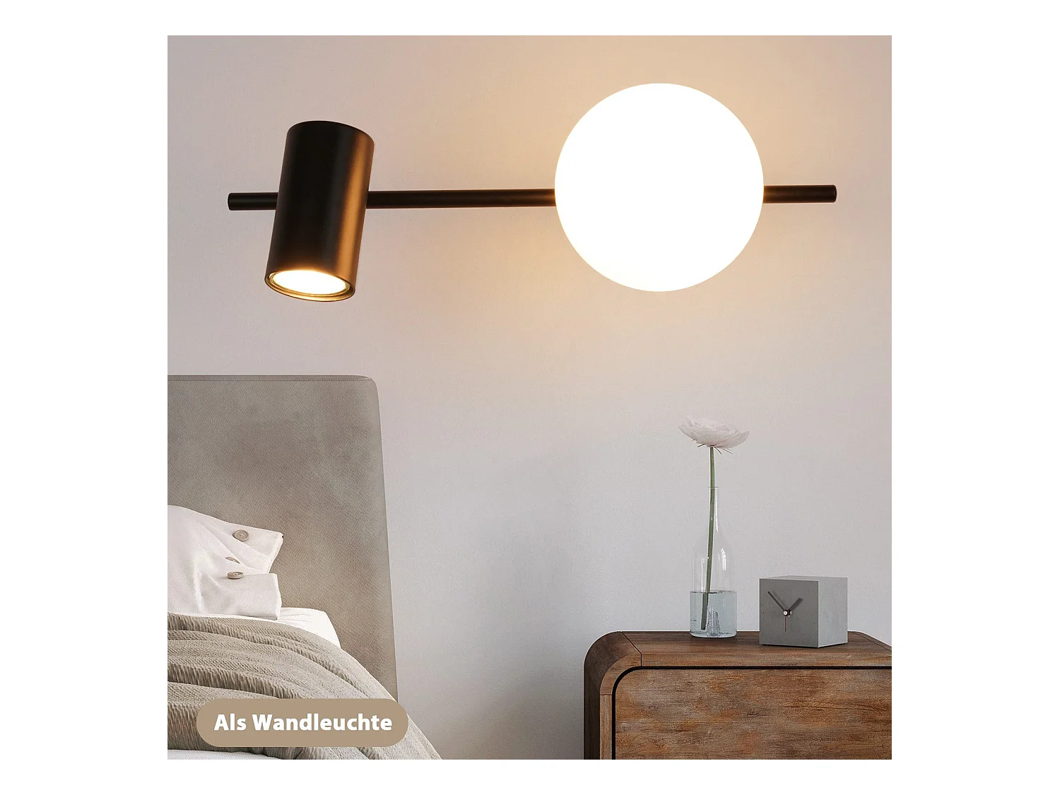 NETTLIFE 2-Flamm Deckenstrahler Schwarz Moderne Deckenleuchte mit GU10 Schwenkbar 40CM Metall Glaskugel E14