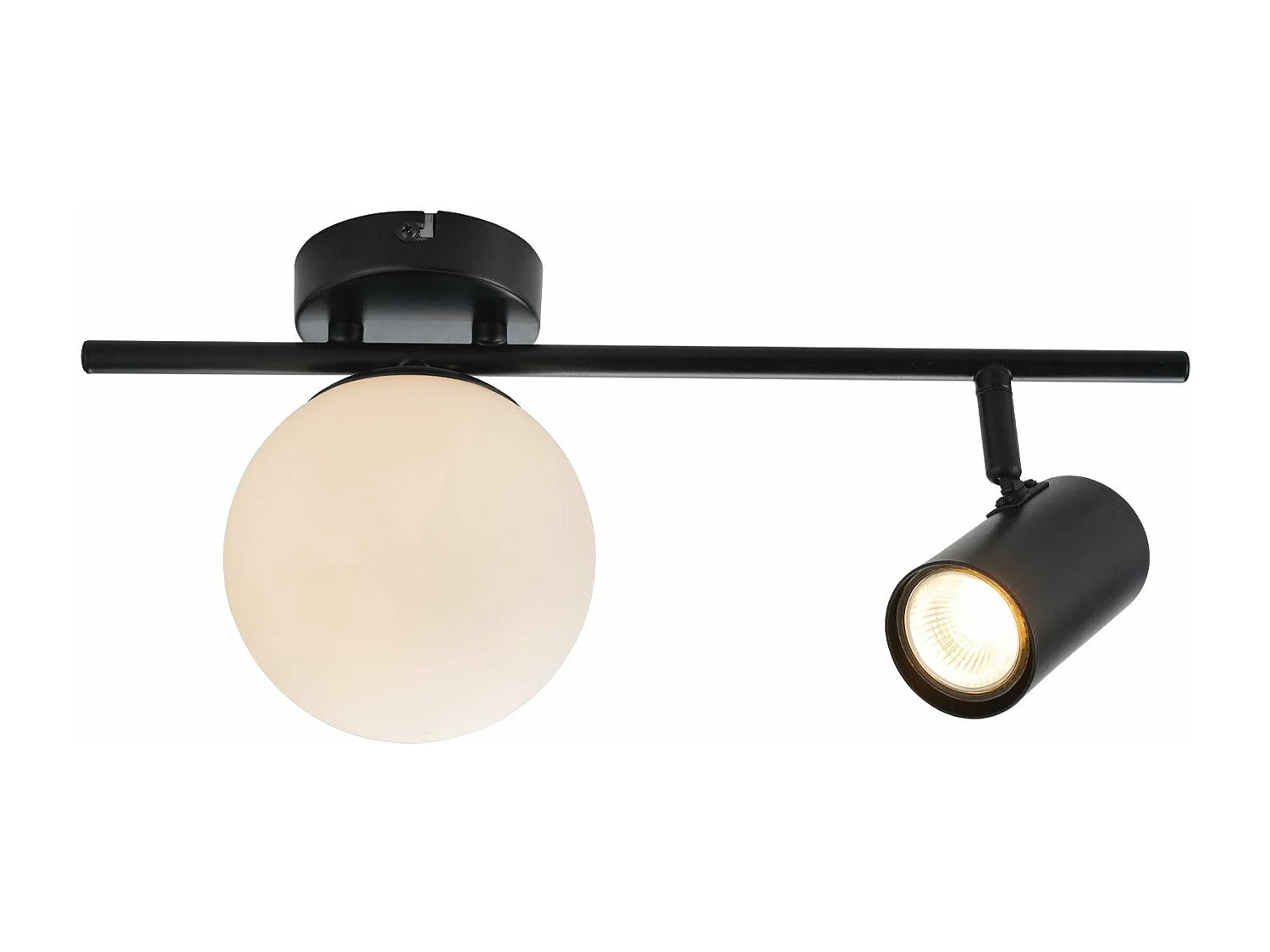 NETTLIFE 2-Flamm Deckenstrahler Schwarz Moderne Deckenleuchte mit GU10 Schwenkbar 40CM Metall Glaskugel E14