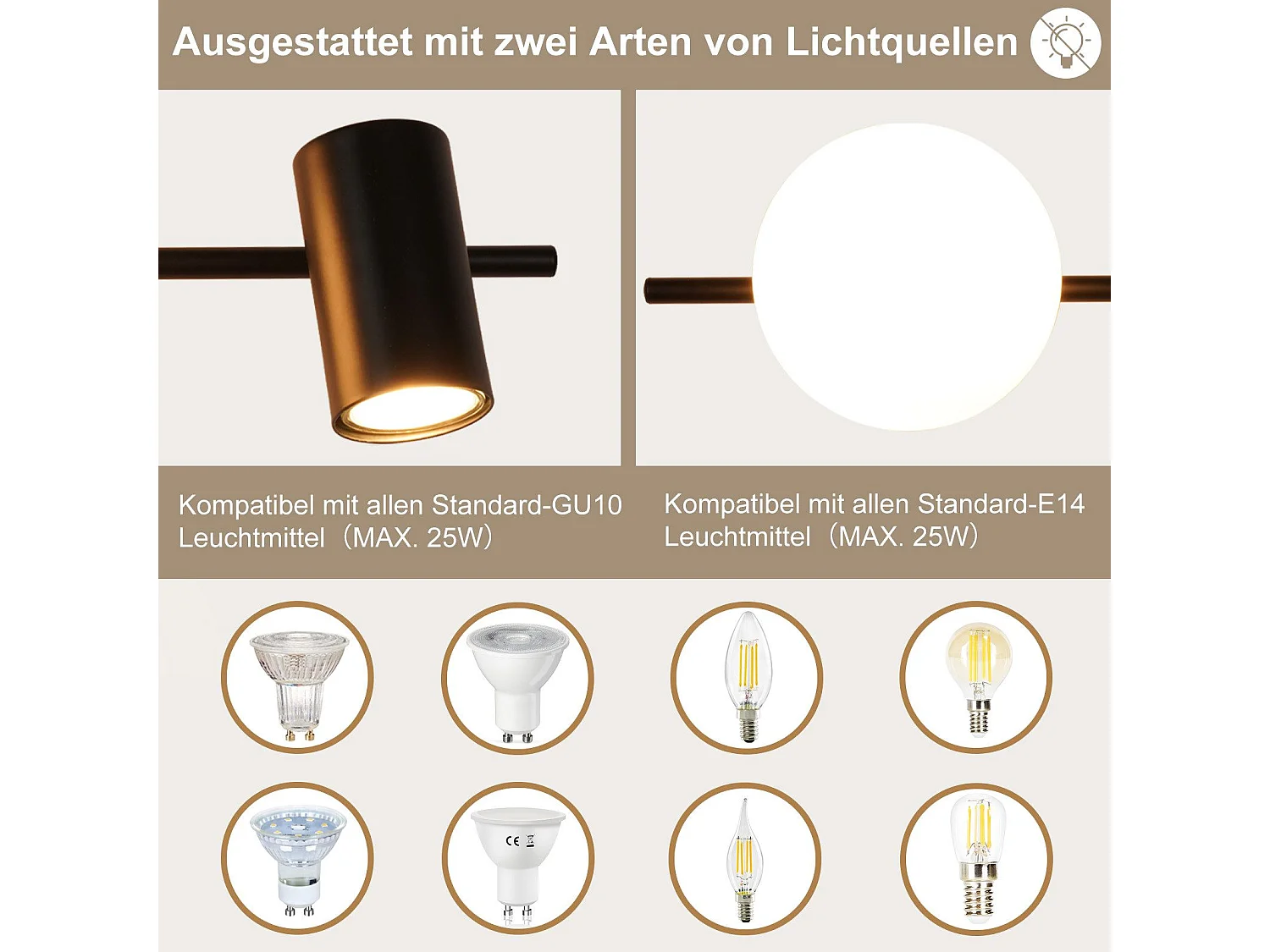 NETTLIFE 2-vlams plafondspot zwart Moderne plafondlamp met GU10 Draaibaar 40CM Metaal Glazen bol E14