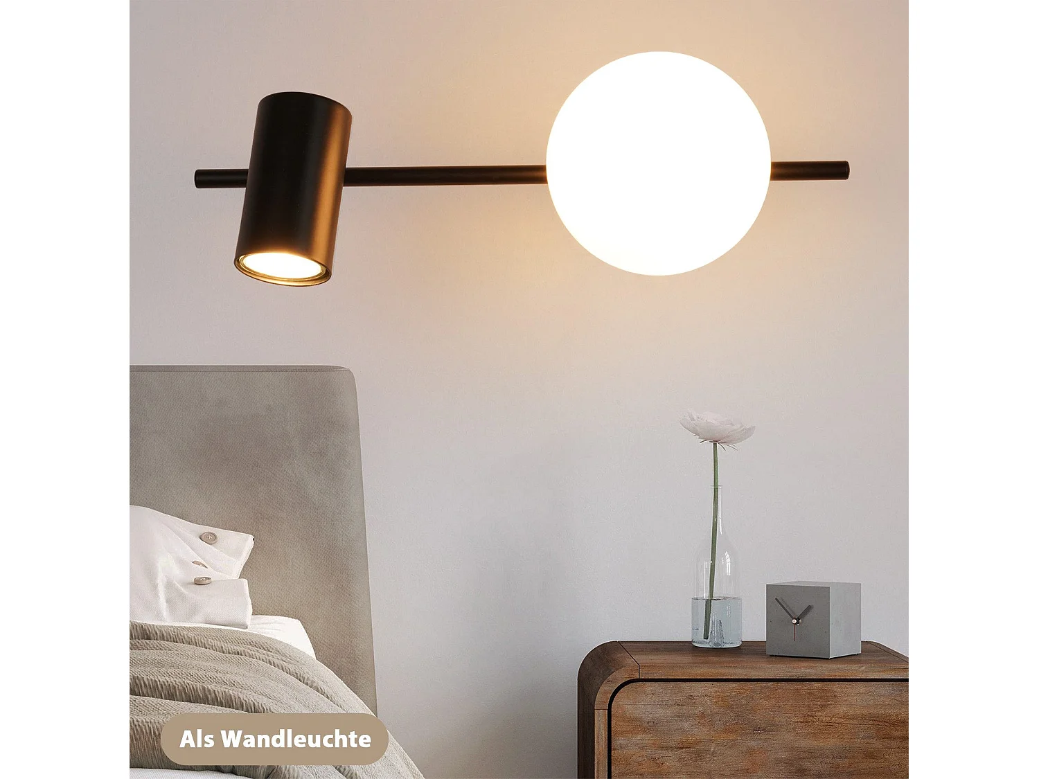 NETTLIFE Spot de plafond 2 flammes noir Plafonnier Moderne  avec GU10 Pivotant 40CM Métal Boule de verre E14