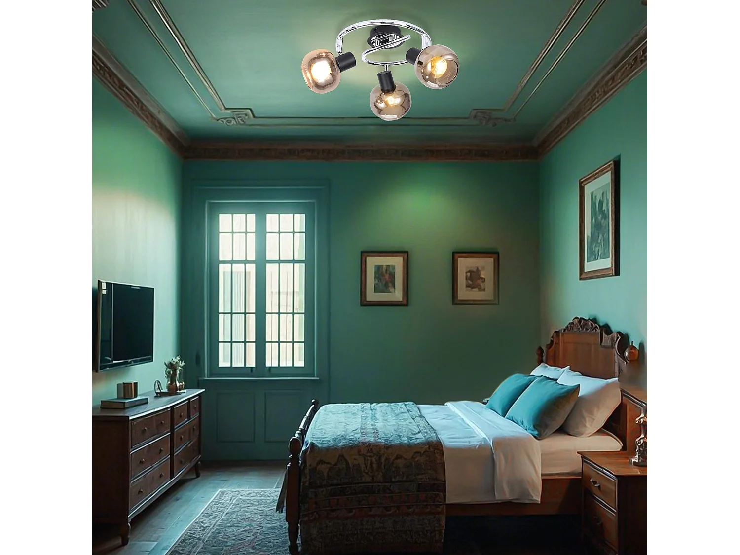 NETTLIFE Plafondlamp Spot E14 Modern Rookglas 3 Vlammen Plafondlamp Draaibaar 350° Draaibaar