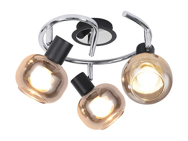 NETTLIFE Plafondlamp Spot E14 Modern Rookglas 3 Vlammen Plafondlamp Draaibaar 350° Draaibaar