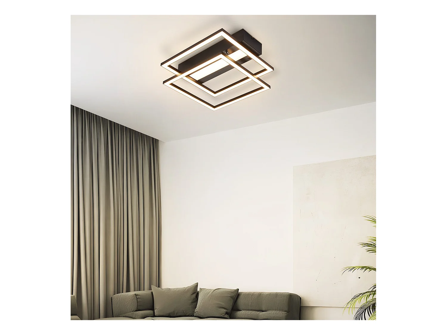 NETTLIFE LED Deckenleuchte Wohnzimmer, 2 Rahmen, Schwarz, Modern, Eckig, Dimmbar, Ideal für Flur