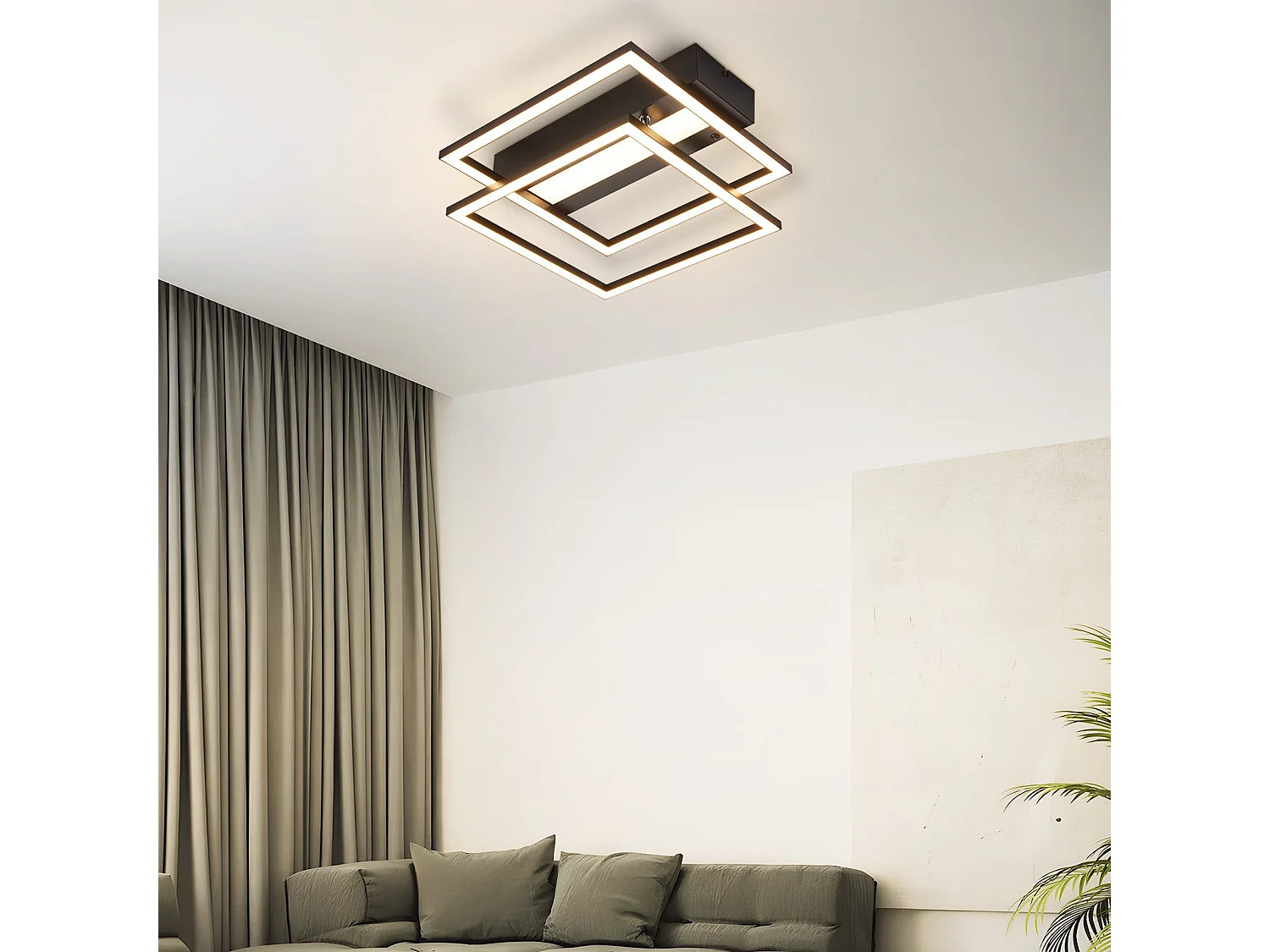 NETTLIFE LED Deckenleuchte Wohnzimmer, 2 Rahmen, Schwarz, Modern, Eckig, Dimmbar, Ideal für Flur