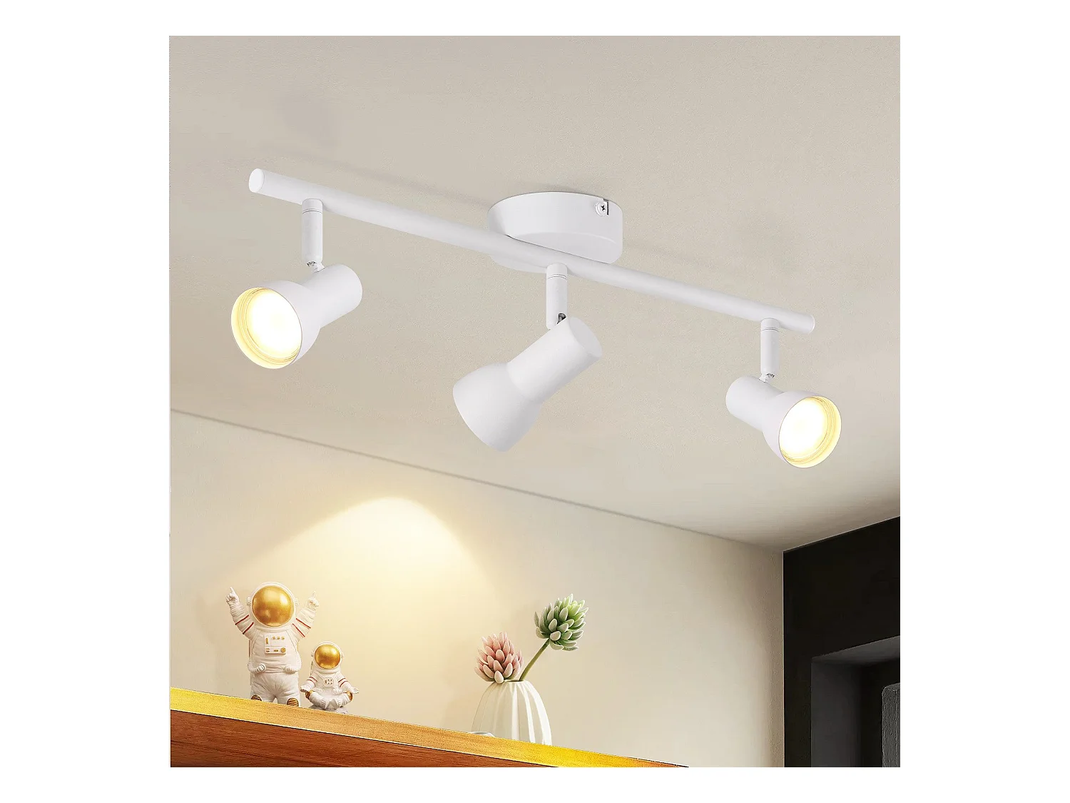 Spot de plafond NETTLIFE 3 flammes GU10, lampe de plafond rotative à 350° pour salon cuisine
