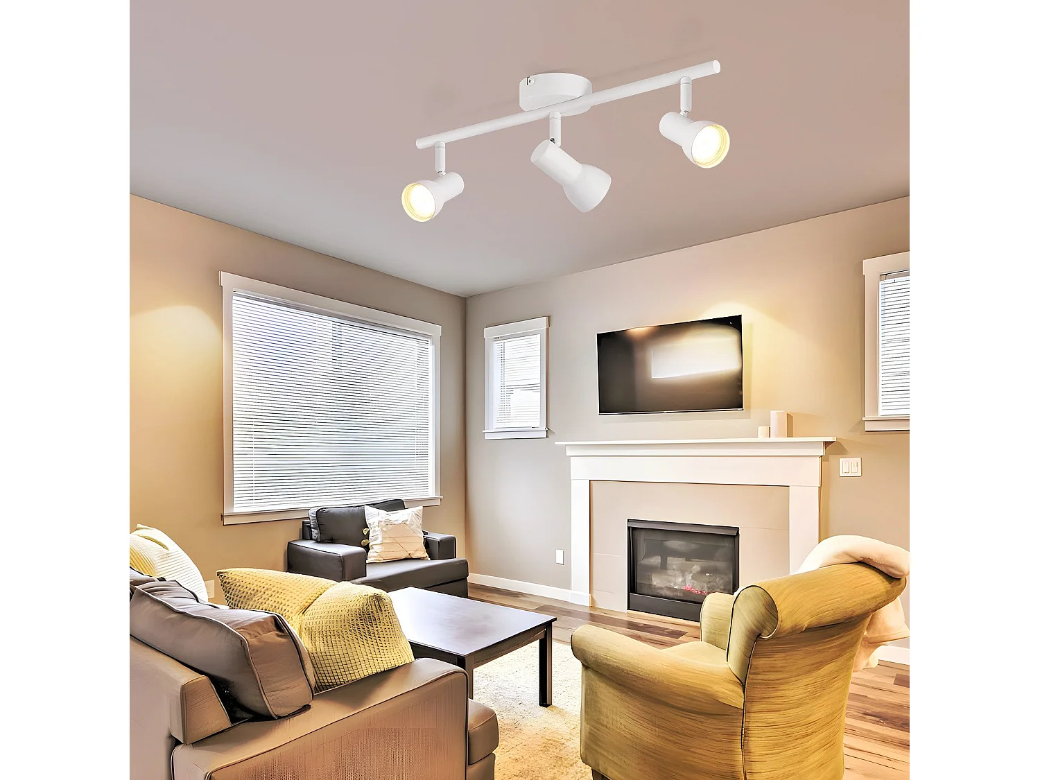 Spot de plafond NETTLIFE 3 flammes GU10, lampe de plafond rotative à 350° pour salon cuisine