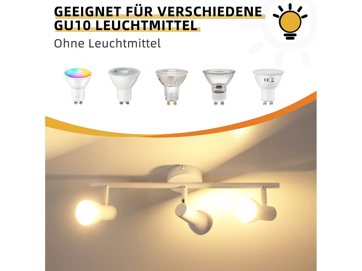 NETTLIFE 3-Flammiger GU10 Deckenstrahler, 350° Drehbare Deckenlampe für Wohnzimmer Küche