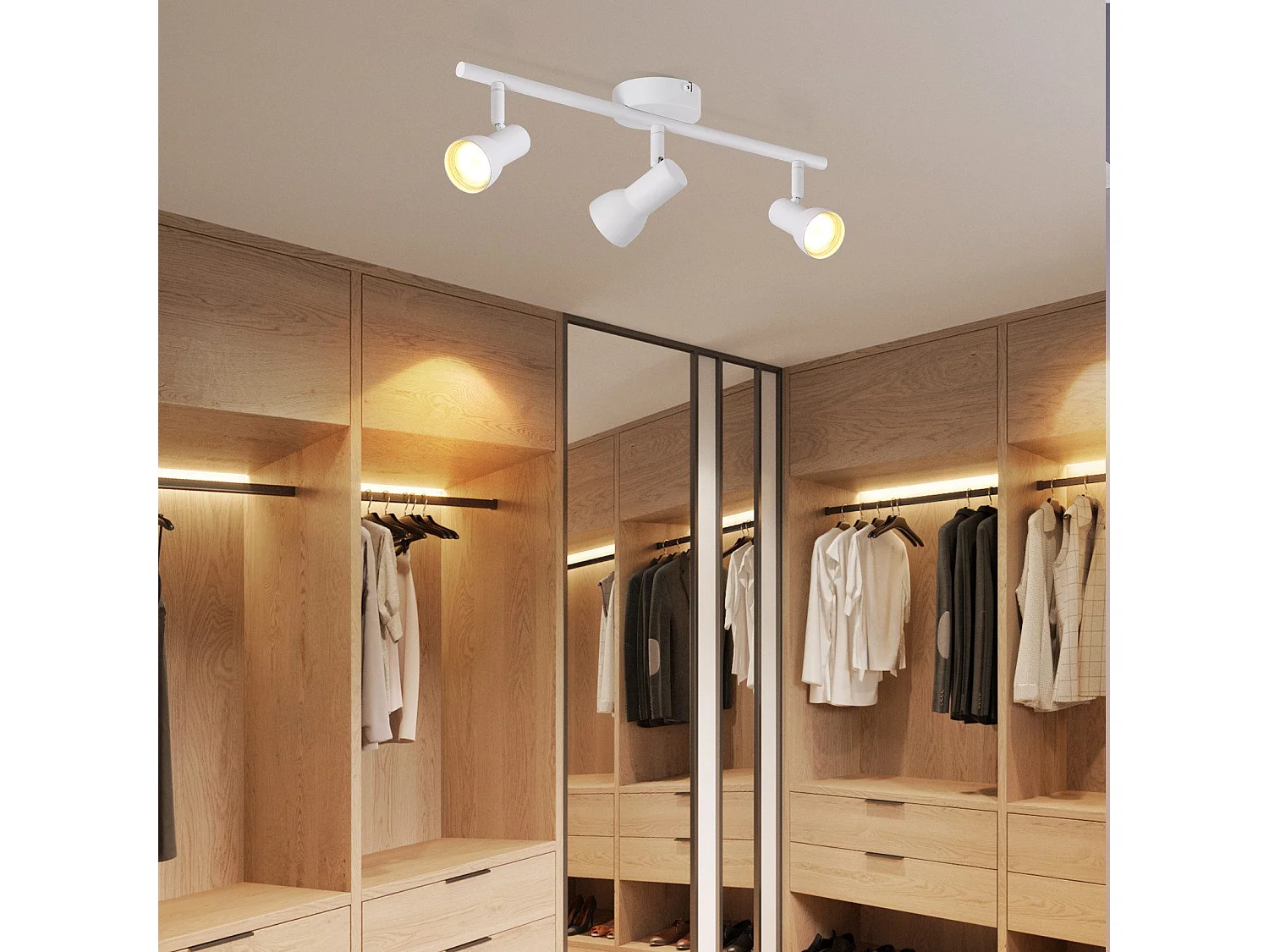 Spot de plafond NETTLIFE 3 flammes GU10, lampe de plafond rotative à 350° pour salon cuisine
