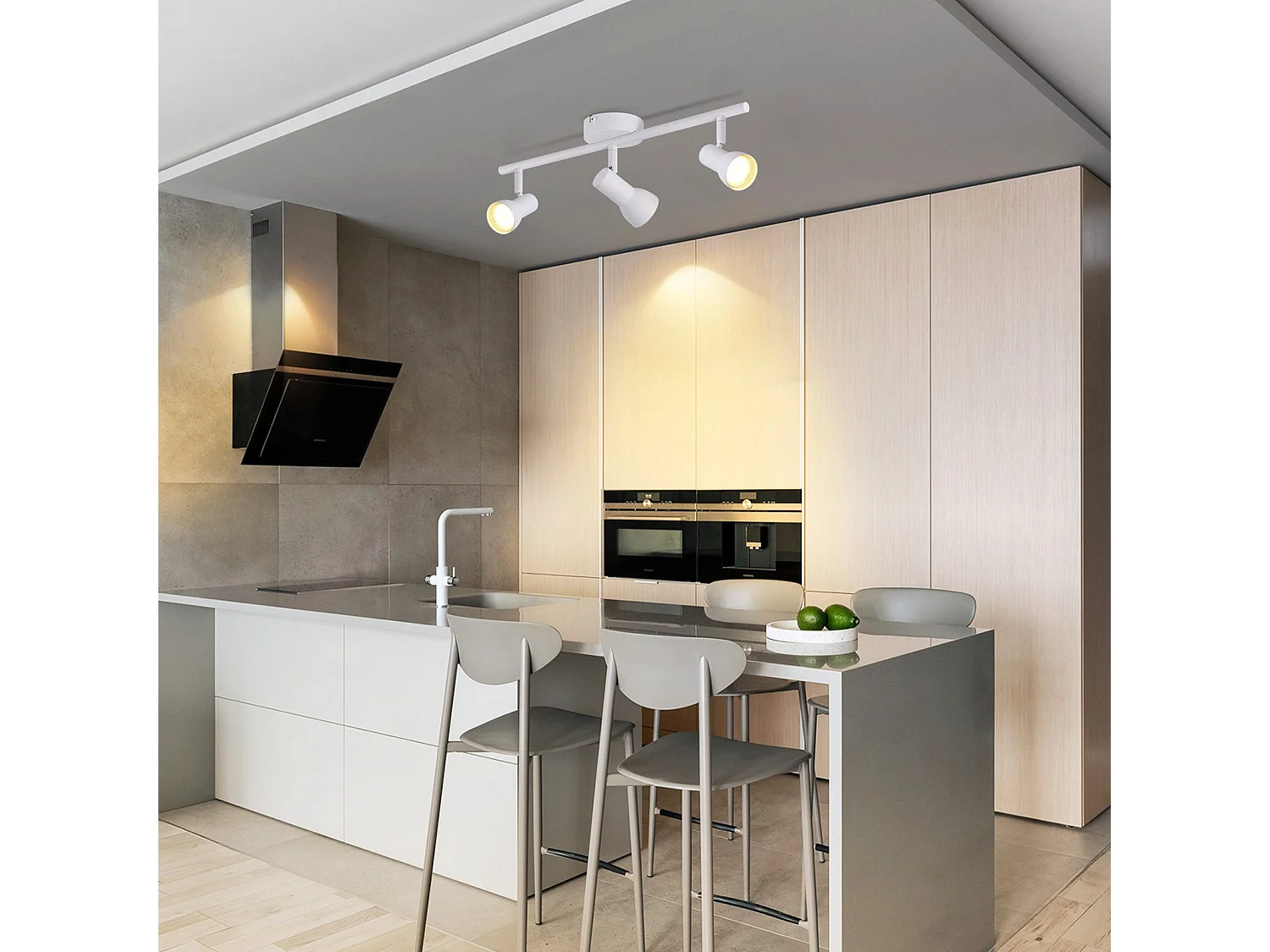 Spot de plafond NETTLIFE 3 flammes GU10, lampe de plafond rotative à 350° pour salon cuisine