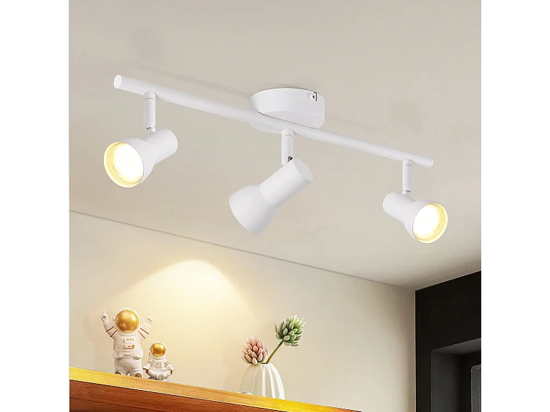 Foco de techo NETTLIFE de 3 focos GU10, giratorio 350°, para salón y cocina.
