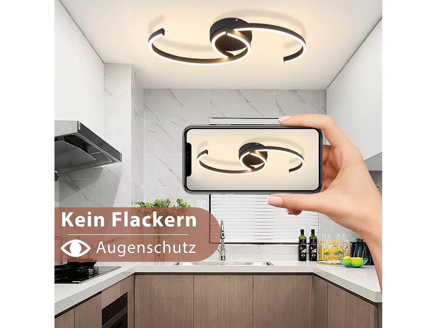 Plafonnier LED NETTLIFE salon 24W plafonnier moderne 3000K pour couloir cuisine