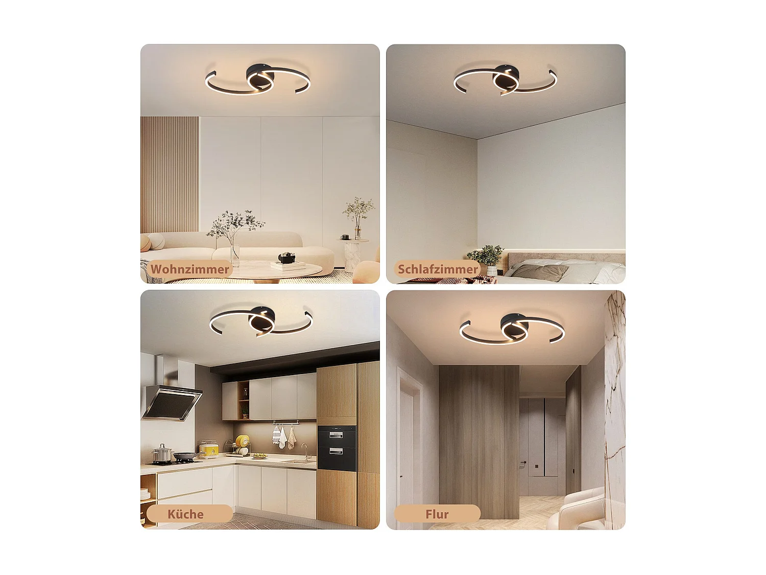 Plafonnier LED NETTLIFE salon 24W plafonnier moderne 3000K pour couloir cuisine