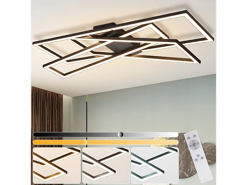 NETTLIFE Schwarze 45W dimmbare LED-Deckenleuchte für Wohnzimmer, Büro, Kinderzimmer