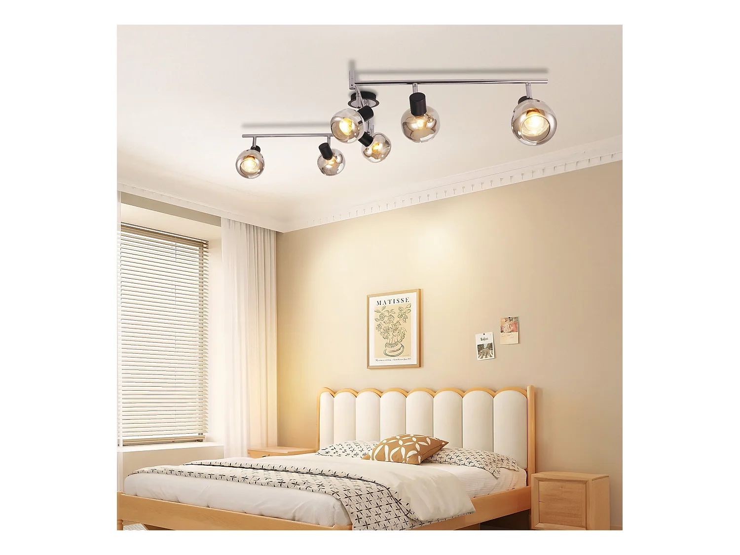 NETTLIFE Plafonnier Spot E14 Moderne Verre Fumé 6 Flammes Plafonnier Pivotant 350° Pivotant