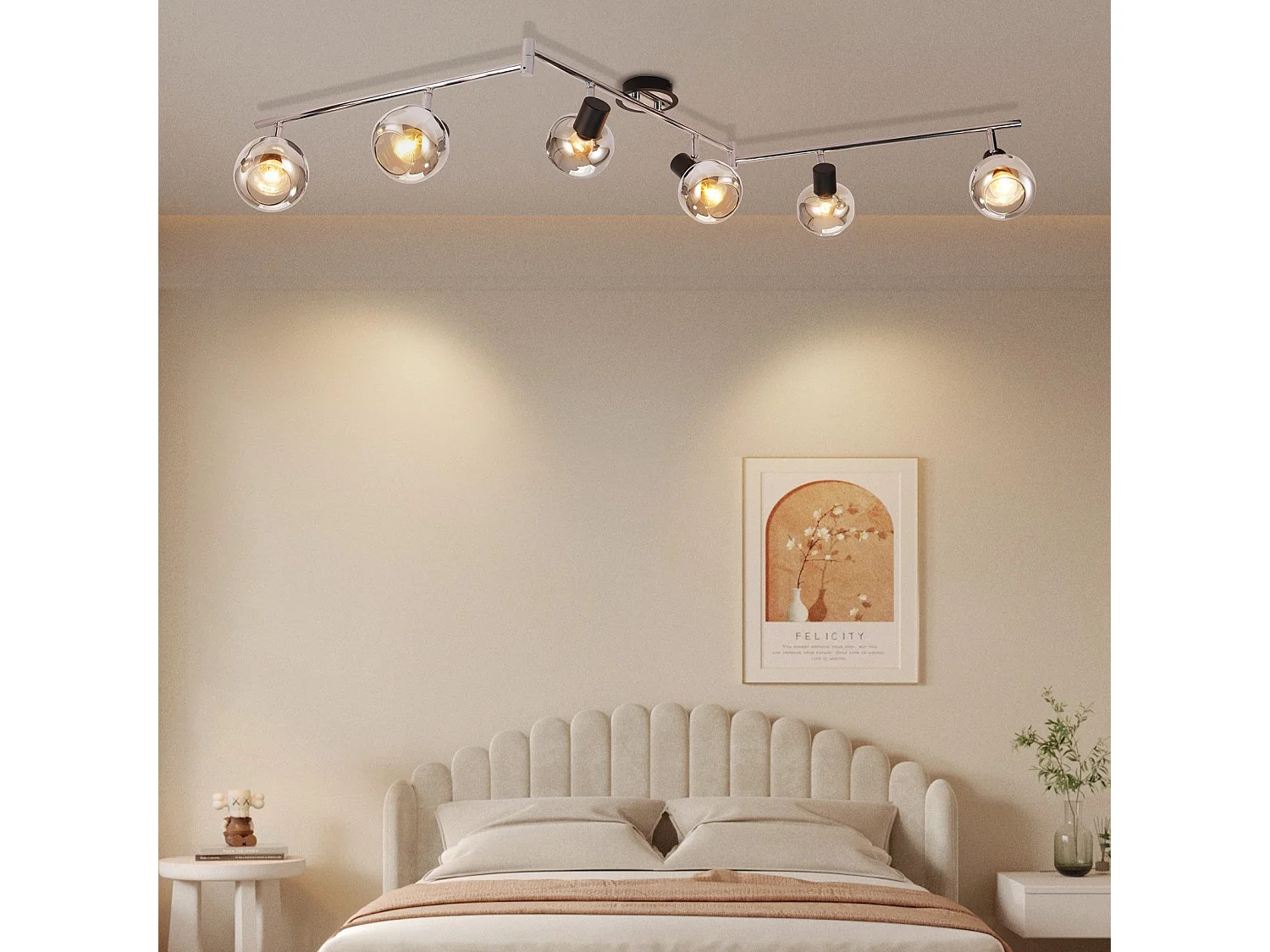 NETTLIFE Plafondlamp Spot E14 Modern Rookglas 6 Vlammen Plafondlamp Draaibaar 350° Draaibaar