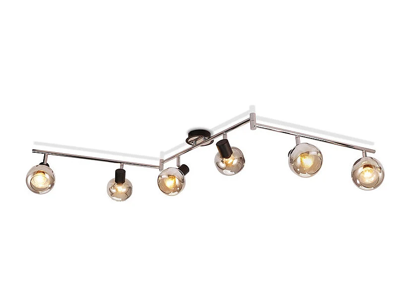 NETTLIFE Plafondlamp Spot E14 Modern Rookglas 6 Vlammen Plafondlamp Draaibaar 350° Draaibaar