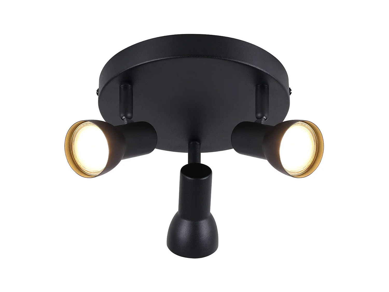 NETTLIFE 3-Flammiger Deckenstrahler, Schwarze Deckenleuchte, Modernes Design, Runde Deckenspots aus Metall, GU10 Sockel