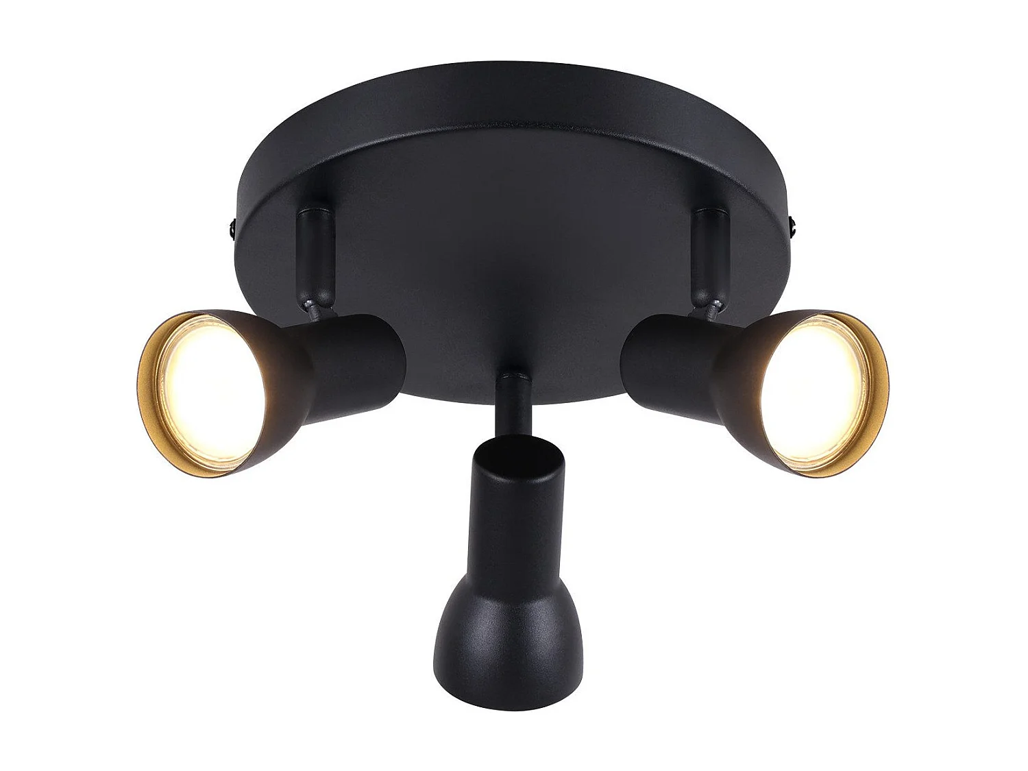 Spot de plafond NETTLIFE 3 flammes, plafonnier noir, design moderne, spots de plafond ronds en métal, culot GU10