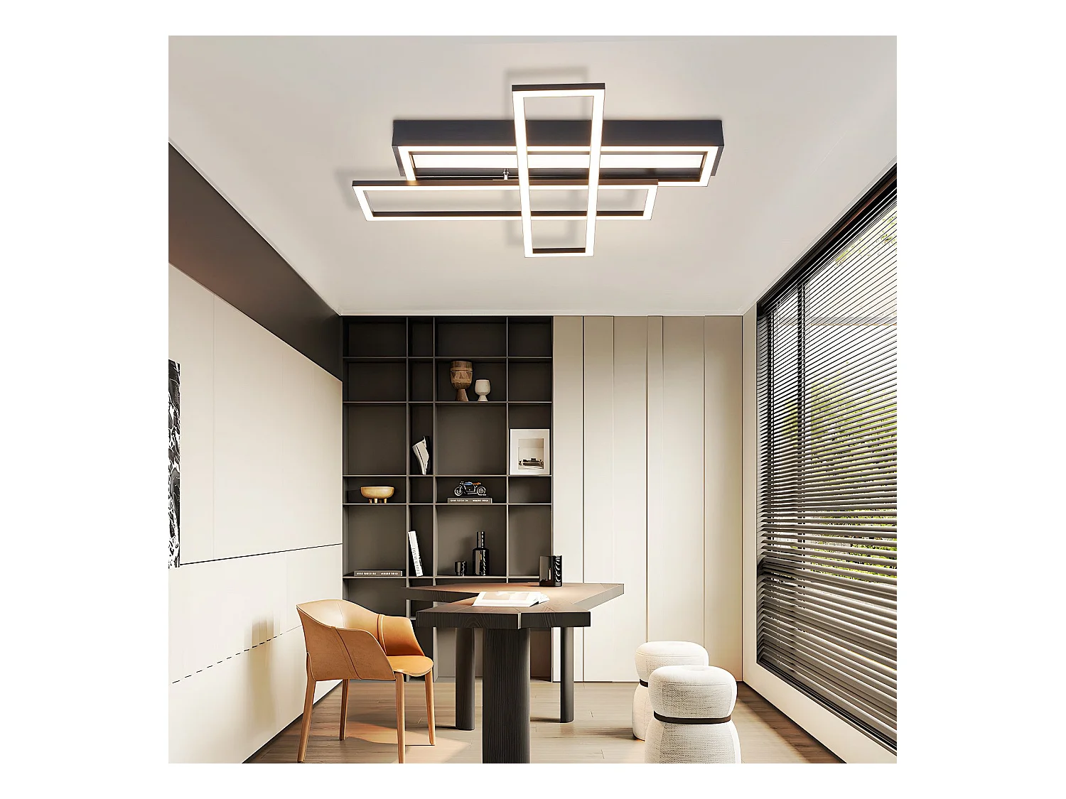 NETTLIFE LED Deckenleuchte für Wohnzimmer, Schwarz, Rechteckig, Dimmbar, Modernes Design