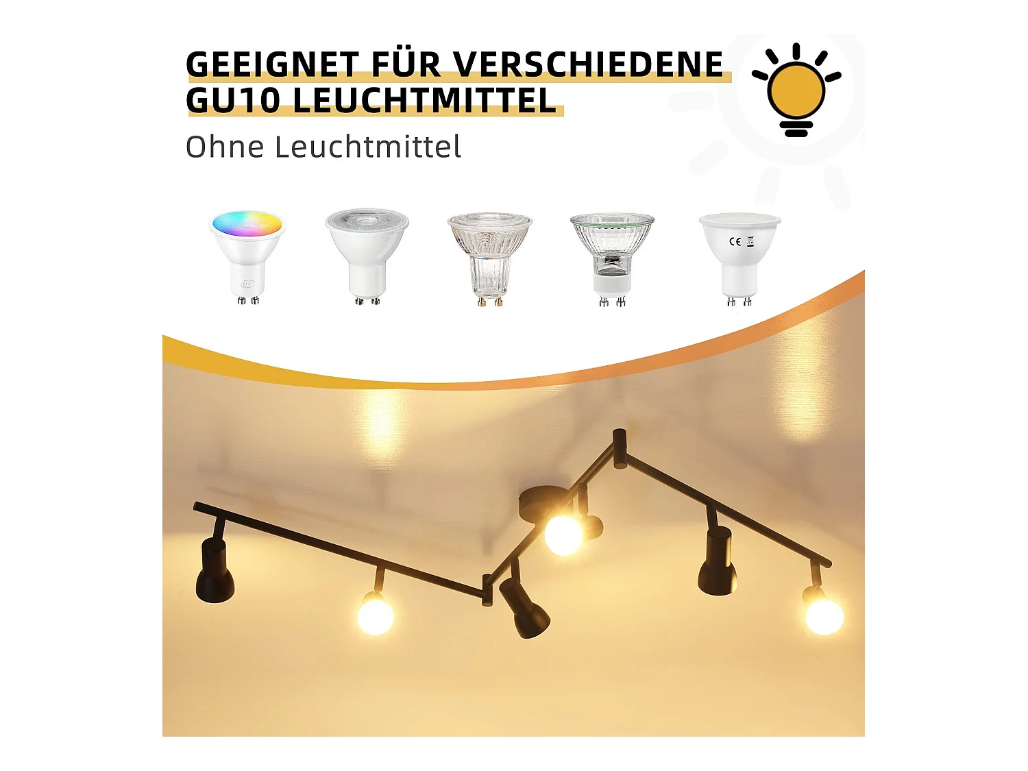 NETTLIFE 6-lichts GU10 zwarte metalen plafondlamp voor slaapkamer en hal